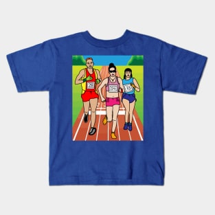 Jogging Marathon Runners And Train Kids T-Shirt